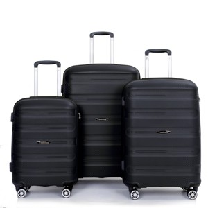 FURNIinspire Bag and Luggage Sets Stylish Hard Shell Suitcase Set 3 Piece Travel Luggage with Spinner Wheels for Family, Black, 19.29"*11.42"*29.53" - 1 of 4