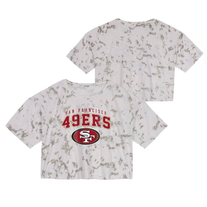 NFL San Francisco 49ers Girls&#39; Short Sleeve Tie-Dye Fashion Crop T-Shirt, 1 of 4