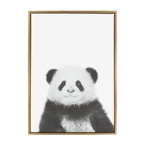 33" x 23" Sylvie Panda Animal Print And Portrait By Simon Te Tai Framed Wall Canvas - Kate & Laurel - image 1 of 4