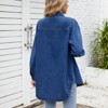 Women's Loose Button Down Denim Jacket Casual Long Sleeve Shirt Front Pocket Open Front Jacket - 2 of 4