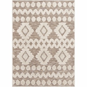 Well Woven Cenar Flat-Weave Hi-Low Pile Diamond Medallion Stripes Moroccan Area Rug - 1 of 4