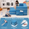 3 Pcs Toddler Couch, Modular Kids Play Couch with Armrest, Kids Fold Out Couch Toddler Playroom Essentials for Classroom Bedroom - 3 of 4