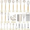 Itopfox 34-Piece Silicone Kitchen Utensil Set with Wooden Handles, Heat-Resistant Tools for Nonstick Cookware Including Grater - 3 of 4