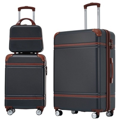 3 Piece Luggage Set, Spinner Wheels Suitcase With TSA Lock, ABS Hardshell Expandable Luggage Set With Cosmetic Case For Traveling