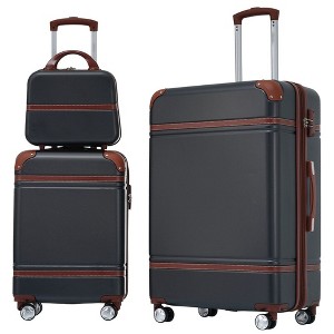 3 Piece Luggage Set, Spinner Wheels Suitcase With TSA Lock, ABS Hardshell Expandable Luggage Set With Cosmetic Case For Traveling - 1 of 4