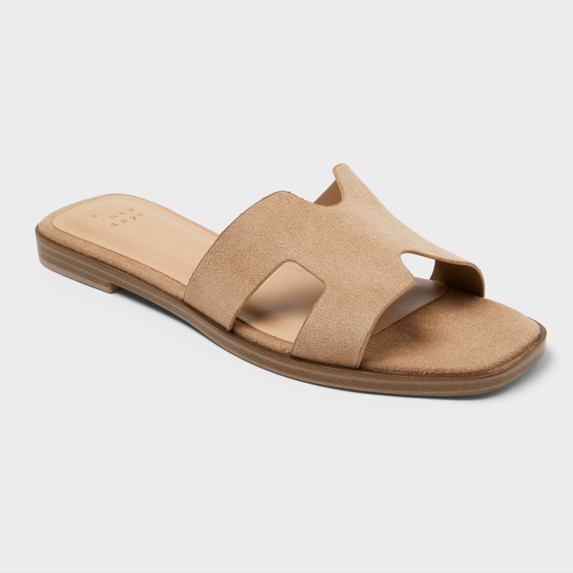 Women’s Nina Faux Suede Sandals with Memory Foam Insole - A New Day™ Light Taupe
