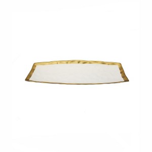 Classic Touch  White Porcelain Oblong Tray with Gold Rim - 1 of 4