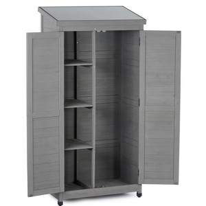 NicBex 68.5 Inch Tall Outdoor Storage Shed with Shelves and Metal Roof for Backyard Garden,Patio,Gray - 1 of 4