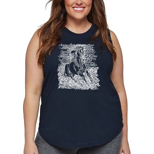 LA Pop Art Women's Word Art Tank Top - POPULAR HORSE BREEDS - 1 of 4