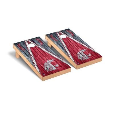 NCAA Washington State Cougars Premium Cornhole Board Triangle Weathered Version