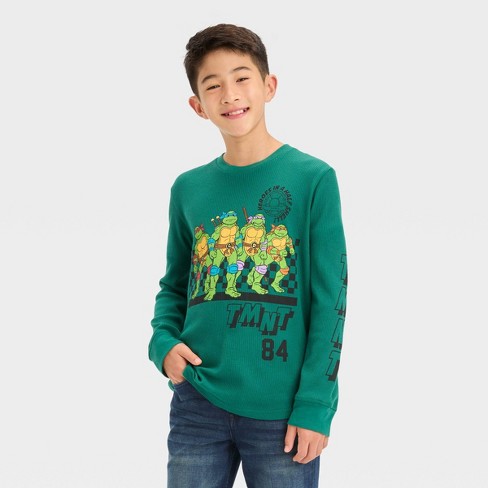 Boys' Teenage Mutant Ninja Turtles Long Sleeve Thermal Graphic T-Shirt -  Green XS