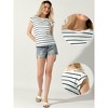 Allegra K Women's Cap Sleeve Crew Neck Batwing Sleeve Casual Striped Blouse - 2 of 4