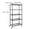 Angel Sar 5-Tier Heavy Duty Storage Shelf, Black Adjustable Metal Utility Rack 90x45x180cm, 875kg Capacity Freestanding Shelving Unit for Kitchen - 3 of 4