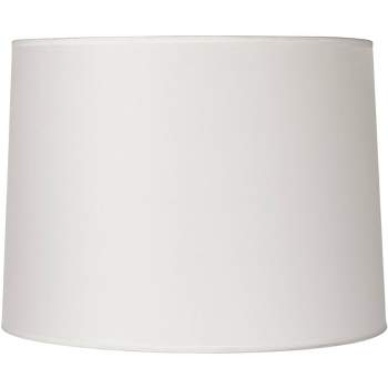 Springcrest Hardback White Medium Drum Lamp Shade 13" Top x 14" Bottom x 10" Slant x 10" High (Spider) Replacement with Harp and Finial
