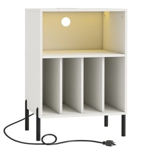 Costway Record Player Stand Turntable Stand with Vinyl Storage Holder & Shelf Table White White/Black - 1 of 1