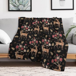 Christmas Peace Deer Christmas Throw Blanket Soft Fleece Christmas Blanket Cozy Flannel Throw for Couch Bed 60x80 inches - 1 of 1