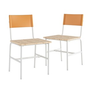 GDFStudio Lennox Modern Metal Dining Chairs with Faux Wood Seats (Set of 2) - 1 of 4