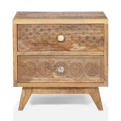 Serreno 2 Drawers Solid Wood Nightstand Natural - HOMES: Inside + Out