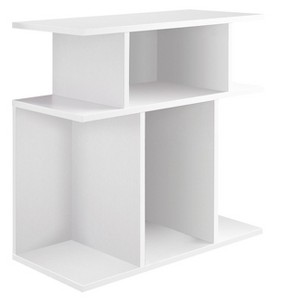 Vynxaria Contemporary Modern Accent Table White Laminate, 3-Tiered, 6 Open Display Shelves, Versatile as Side/End Table & Console - 1 of 4
