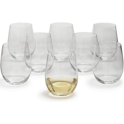 Riedel 11.30 Ounce O Wine Tumbler Viognier Chardonnay Wine Clear Crystal Stemless Tumbler Wine Glass Set for White Wines, Set of 8