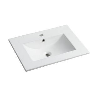 ChicFurnit Bathroom Sink 24 Inch Ceramic Basin with Sleek Modern Design for Bathroom Remodel Upgrade, 24"*18.3"*6.7" - 1 of 4