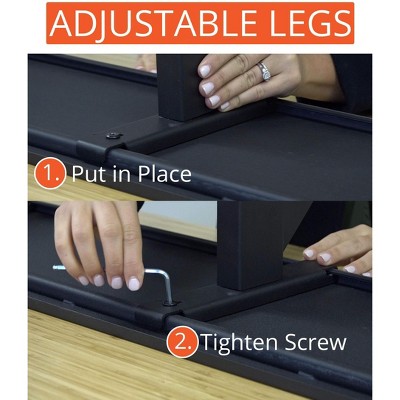 Black Adjustable Height Steel Monitor Stand Desk Shelf