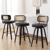 Bekrvio 26"/29” Swivel Bar Stools Set of 3, Upholstered Faux Leather Barstools with Back, Bar Chairs Island Stools for Kitchen Counter - 2 of 4