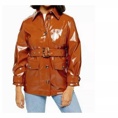 Women's High Gloss Patent Belted Coat - Topshop