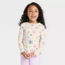 Toddler Girls' Long Sleeve Snowflake Shirt - Cat & Jack™ Cream