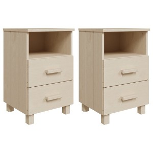 vidaXL Nightstand Storage Bedside Cabinet Nightstand with 2 Drawers Pine Wood - 1 of 4