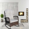 Outdoor Rocking Chair, Wide Seat Accent Chair with PE Cushion and Steel Frame, Rattan Rocker Chair with High Weight Capacity-Coolbibila - 3 of 4
