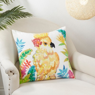 Colorful Parakeet Cotton Decorative Pillow Cover
