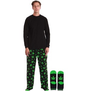 #followme Mens Pajama Pants Set with Matching Novelty Socks with Sayings - 3 Pc Mens Fall PJ Set - 1 of 4