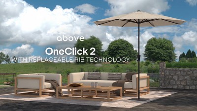 Tan 9' Outdoor Patio Umbrella with Rib Replacement Technology