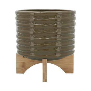 Sagebrook Home Textured Ceramic Planter Pot with Stand