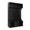 Homy Casa Entryway Hall Tree with Storage Bench, Cubbies, and Coat Hooks for Mudroom or Hallway, Black - 2 of 4