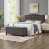 Vynxaria Upholstered tufted button storage bench ,Linen fabric entry bench with spindle wooden legs, Bed bench- Dark Gray - 3 of 4