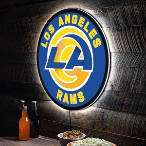 Evergreen Ultra-Thin Edgelight LED Wall Decor, Round, Los Angeles Rams- 23 x 23 Inches Made In USA - 1 of 4