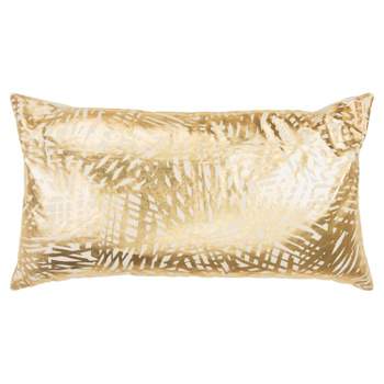 14"x26" Oversized Abstract Polyester Filled Lumbar Throw Pillow Gold - Rizzy Home