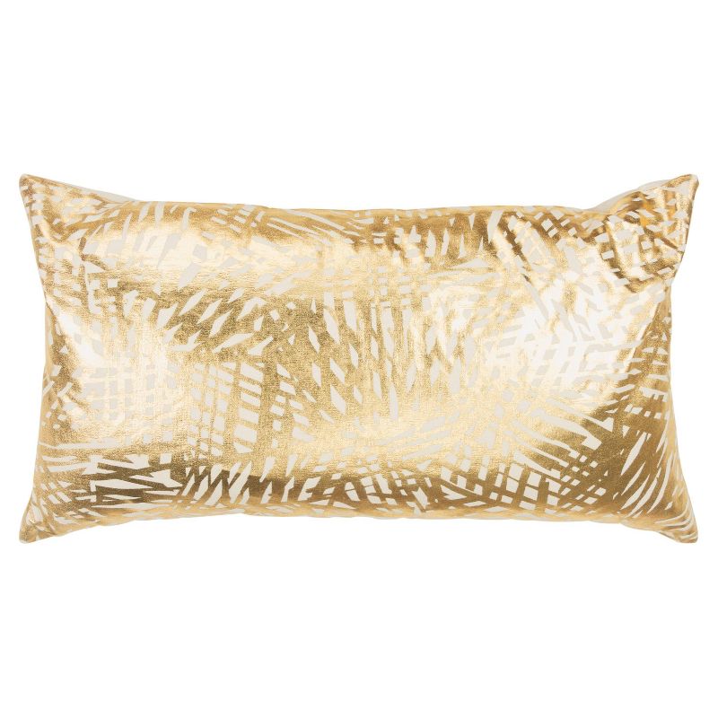 14&#34;x26&#34; Oversized Abstract Polyester Filled Lumbar Throw Pillow Gold - Rizzy Home, 1 of 8