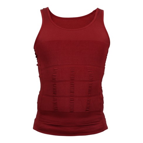 Unique Bargains Men Body Slimming Tummy Shaper Underwear Stretch Shapewear  Waist Girdle Shirt Nylon Red M : Target