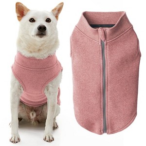 Gooby Zip Up Microfiber Fleece Dog Sweater Pink, Small - 1 of 1