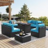 LayinSun 8 Piece Patio Furniture Set with 44" Propane Gas Fire Pit Table, Outdoor Sectional Conversation Set Wicker Rattan Sofa Set - 2 of 4