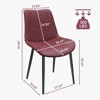 MAYEERTY Red PU Leather Dining Chair with Metal Legs, Chequer Upholstered Armless Chairs Set of 4 - 4 of 4