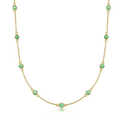 Ross-Simons 2.20 ct. t.w. Emerald Station Necklace in 18kt Gold Over Sterling