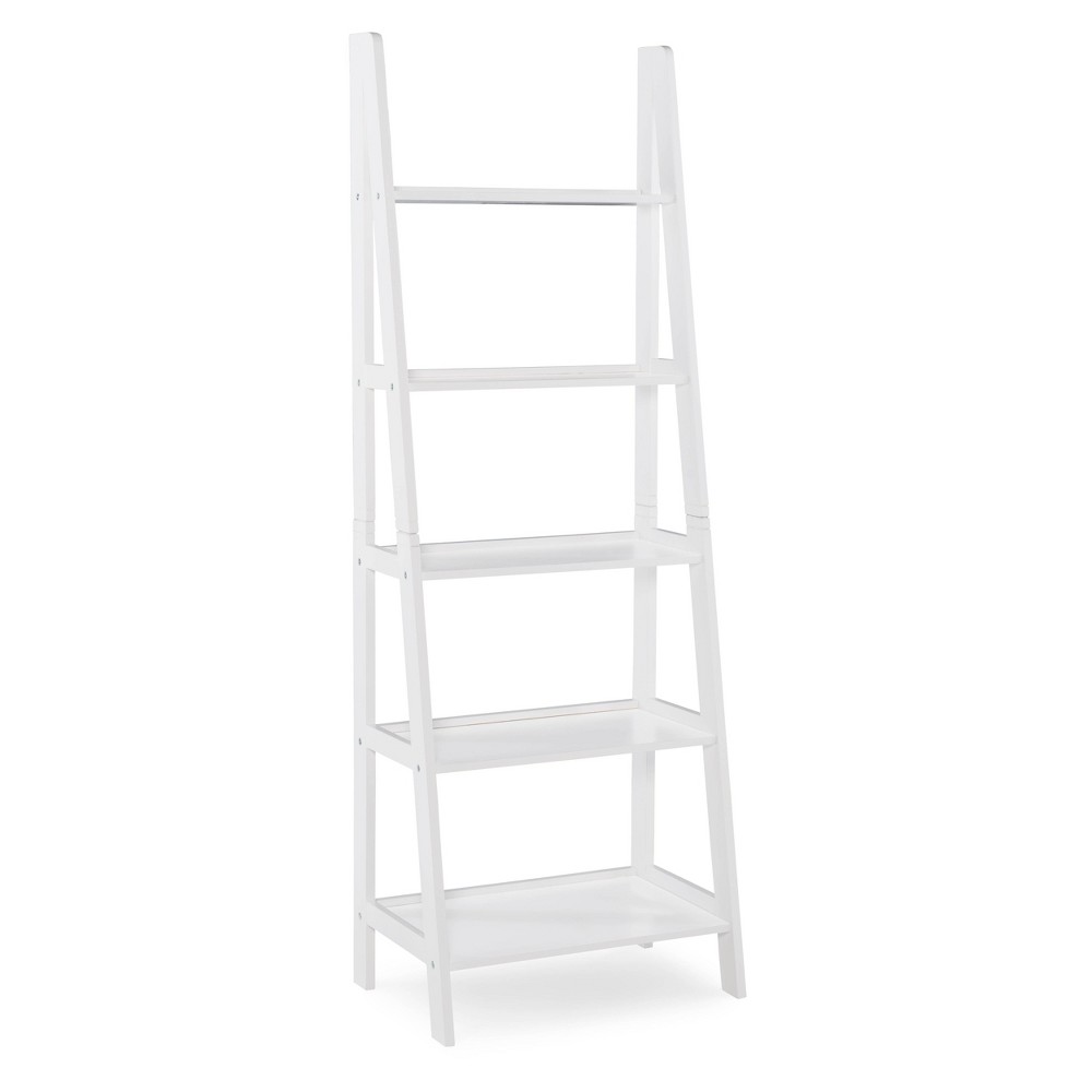 Photos - Wall Shelf Linon 72" Acadia Traditional Ladder Bookshelf White - : 5-Shelf Display Sto 