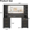 PAKASEPT 58.4" W Vanity Desk with LED Lights&Power Outlet, Mondern Makeup Vanity with 8 Drawers &Hair Dryer Stand, for Bedroom Dressing Room, Black - 2 of 4
