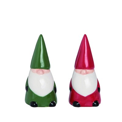 Transpac Dolomite 3 in. Red Christmas Gnome Salt and Pepper Set of 2