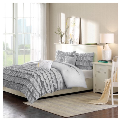 gray twin bed