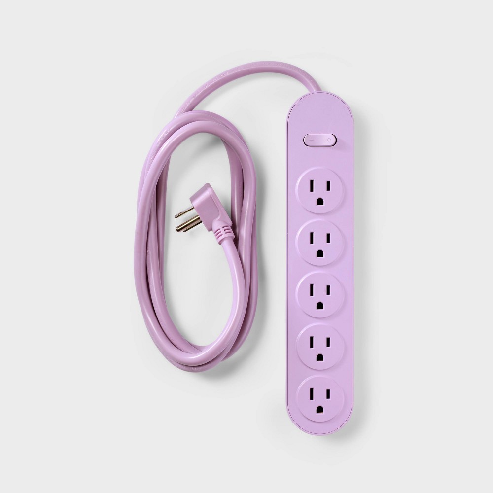 Photos - Surge Protector / Extension Lead 5 Outlet Power Strip 6' Cord Purple - Heyday™